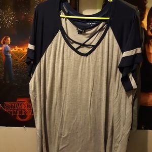 Torrid Navy & Grey top